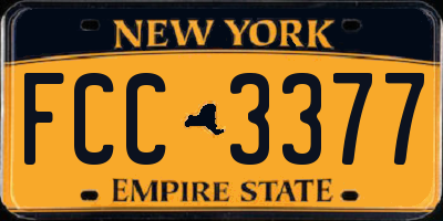NY license plate FCC3377