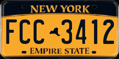 NY license plate FCC3412