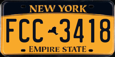 NY license plate FCC3418