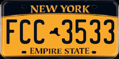 NY license plate FCC3533