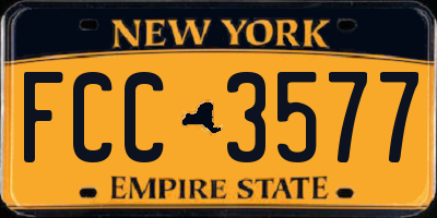 NY license plate FCC3577