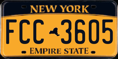 NY license plate FCC3605
