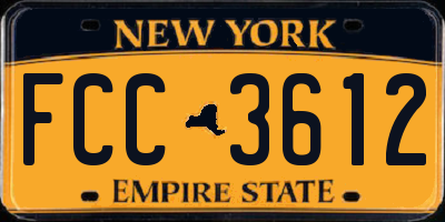 NY license plate FCC3612