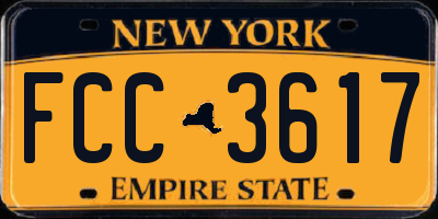 NY license plate FCC3617