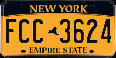 NY license plate FCC3624