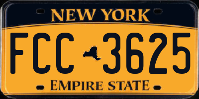 NY license plate FCC3625