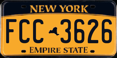 NY license plate FCC3626