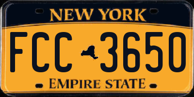 NY license plate FCC3650