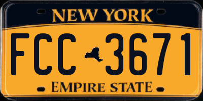 NY license plate FCC3671