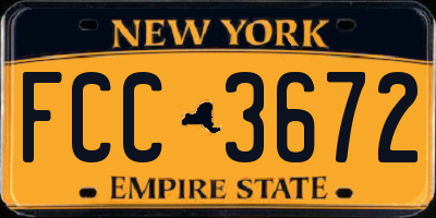NY license plate FCC3672