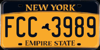 NY license plate FCC3989