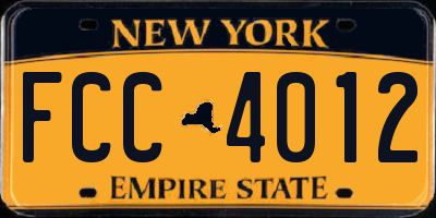 NY license plate FCC4012