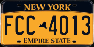NY license plate FCC4013