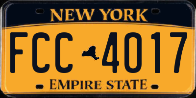 NY license plate FCC4017