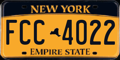 NY license plate FCC4022