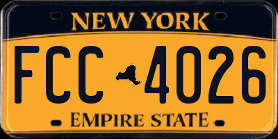 NY license plate FCC4026
