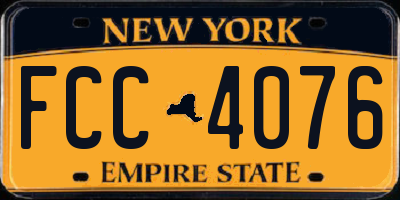 NY license plate FCC4076