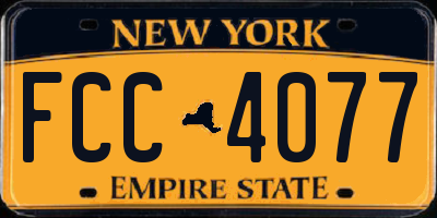 NY license plate FCC4077