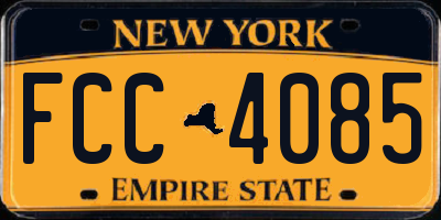 NY license plate FCC4085