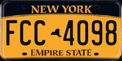 NY license plate FCC4098