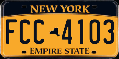 NY license plate FCC4103