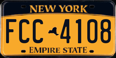 NY license plate FCC4108