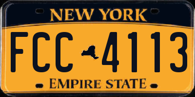 NY license plate FCC4113