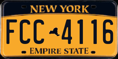 NY license plate FCC4116