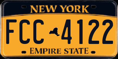 NY license plate FCC4122