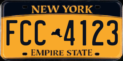 NY license plate FCC4123