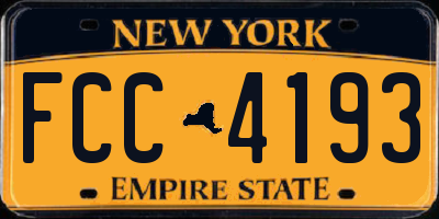 NY license plate FCC4193