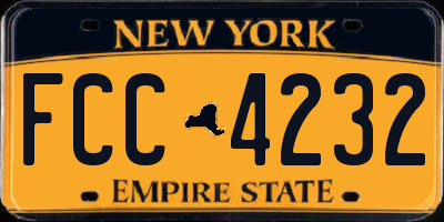 NY license plate FCC4232
