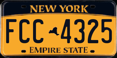 NY license plate FCC4325
