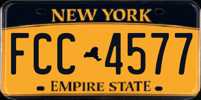 NY license plate FCC4577