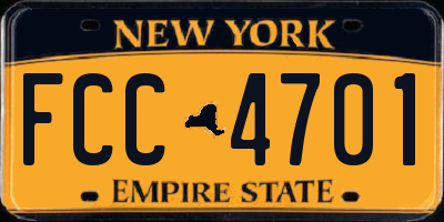 NY license plate FCC4701