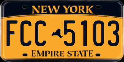 NY license plate FCC5103