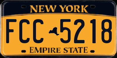 NY license plate FCC5218