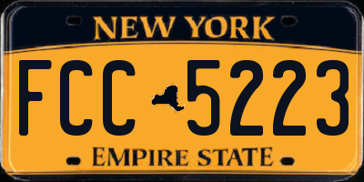 NY license plate FCC5223