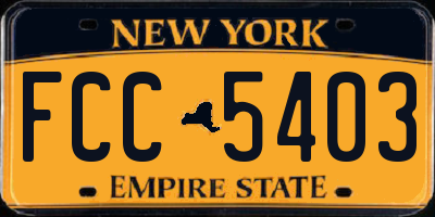 NY license plate FCC5403