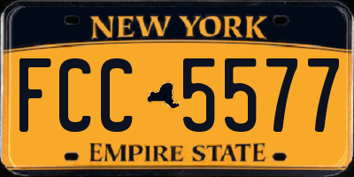 NY license plate FCC5577