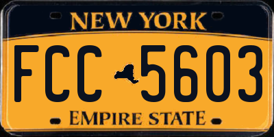 NY license plate FCC5603