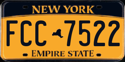 NY license plate FCC7522