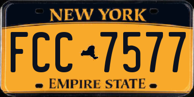 NY license plate FCC7577