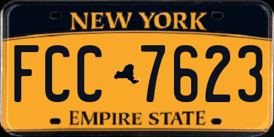 NY license plate FCC7623