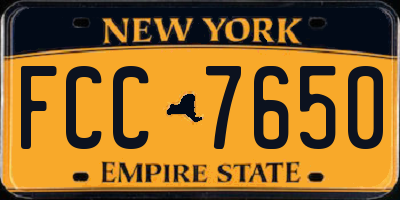 NY license plate FCC7650