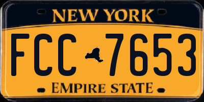 NY license plate FCC7653