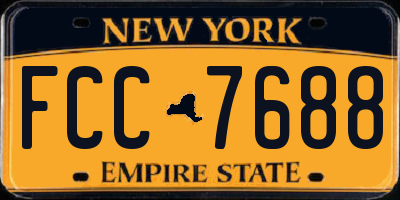 NY license plate FCC7688