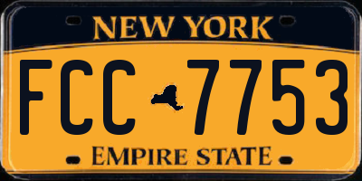 NY license plate FCC7753