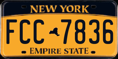 NY license plate FCC7836