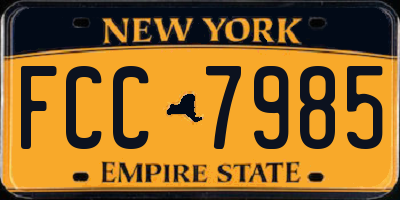 NY license plate FCC7985